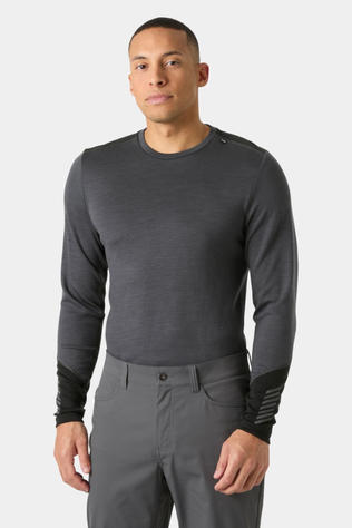 Helly Hansen Mens Lifa Merino Midweight Crew Base Layer Top Thunder Grey