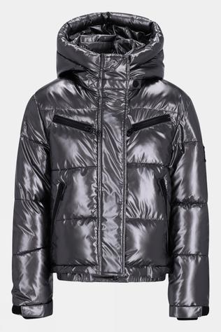 SuperRebel Kids Spicy Metalic Hooded Ski Jacket Gun Metal