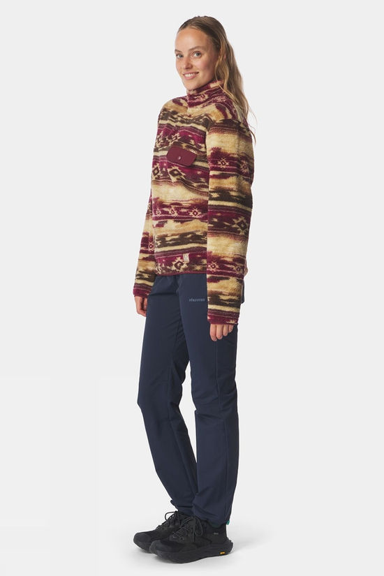 Ayacucho Womens Leiria Printed Snap Half Zip Fleece Tawny Port