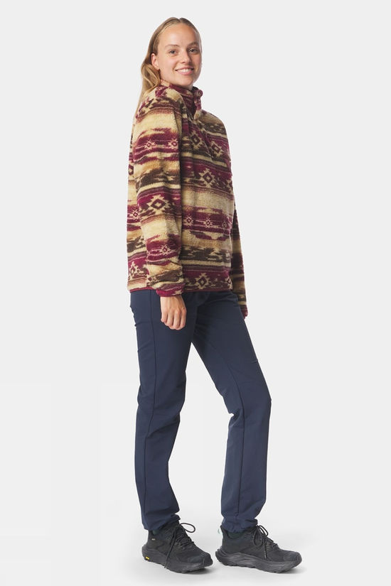 Ayacucho Womens Leiria Printed Snap Half Zip Fleece Tawny Port