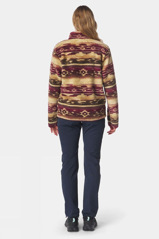 Ayacucho Womens Leiria Printed Snap Half Zip Fleece Tawny Port