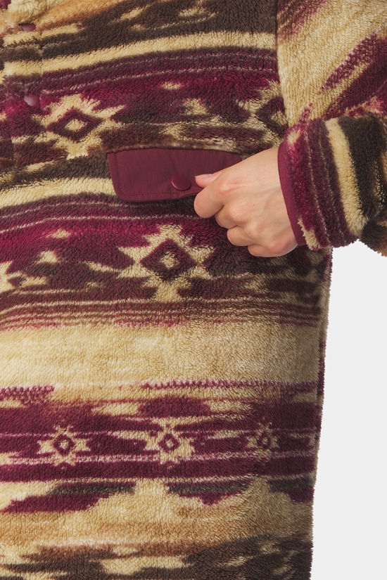 Ayacucho Womens Leiria Printed Snap Half Zip Fleece Tawny Port