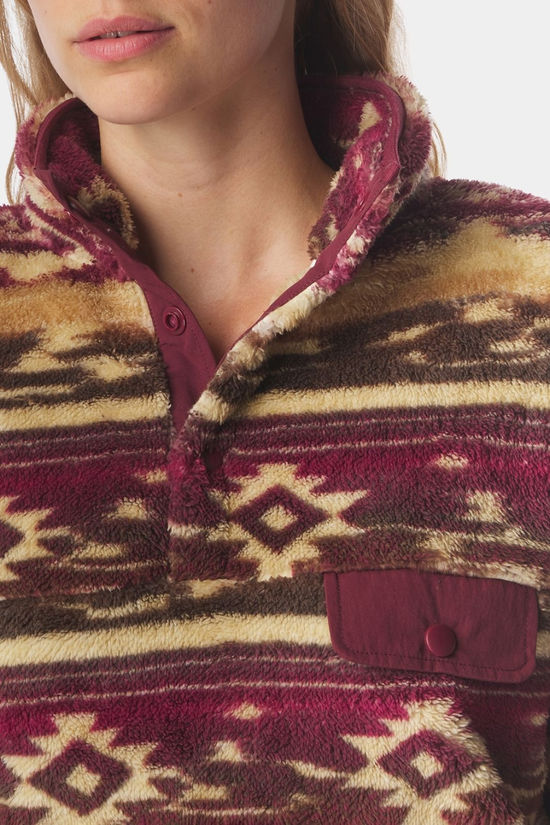 Ayacucho Womens Leiria Printed Snap Half Zip Fleece Tawny Port