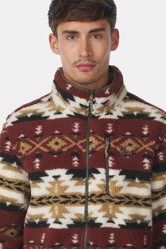 Ayacucho Mens Fitz Roy Jaquard Sherpa Jacket Fired Brick/Black Print