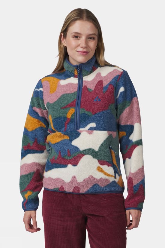 Ayacucho Womens Hemlock Half Zip Fleece Ensign Blue Print