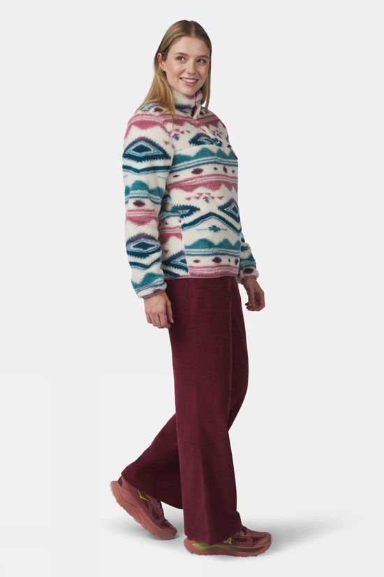 Ayacucho Womens Colorado High Loft Snap Fleece Ecru/Mediterranea