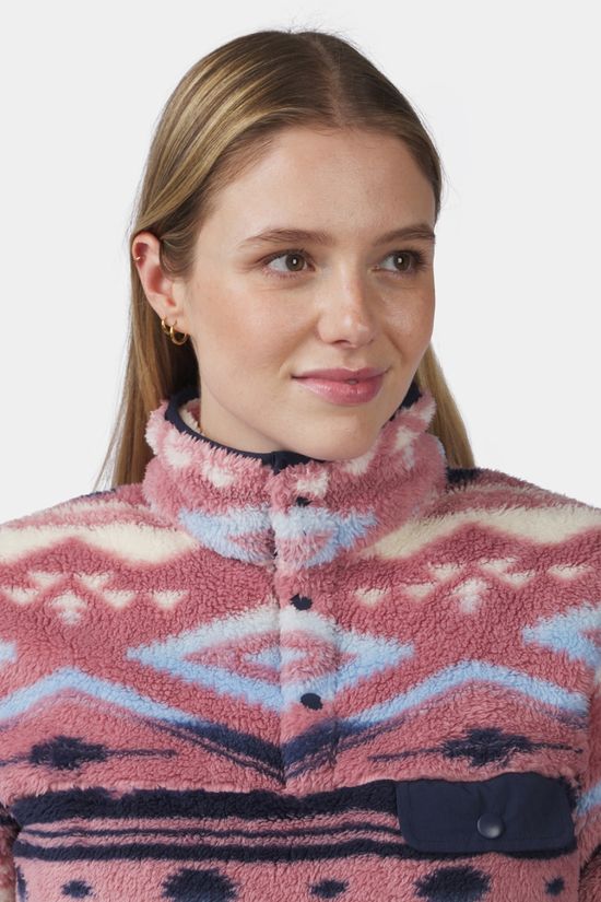 Ayacucho Womens Colorado High Loft Snap Fleece Nostalgia Rose/Ensign Blue