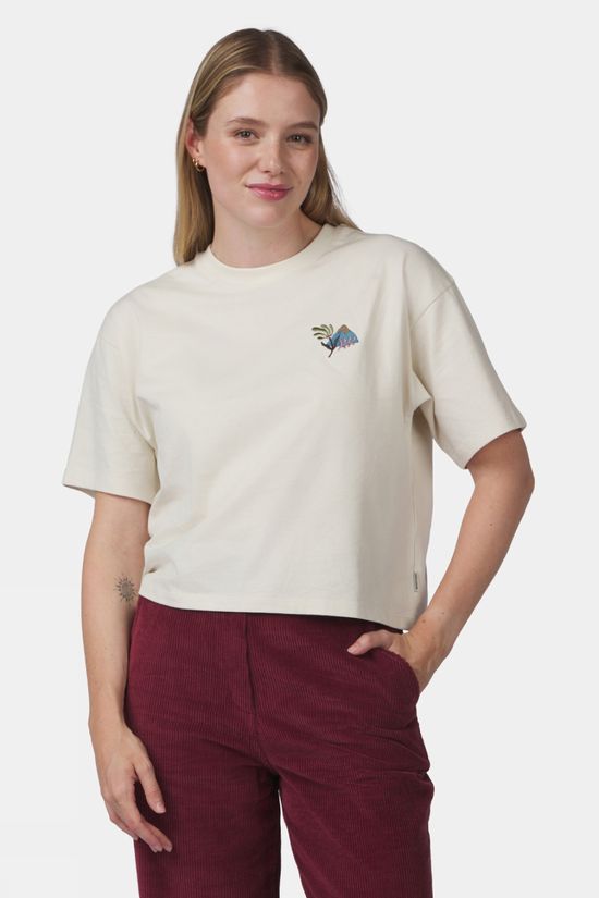 Ayacucho Womens Cropped Mini Embroidery T-Shirt Turtledove