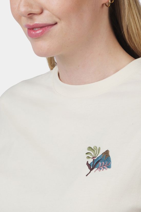 Ayacucho Womens Cropped Mini Embroidery T-Shirt Turtledove