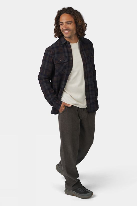 Ayacucho Mens Ember Heavy Flannel Check Shirt Ensign Blue /Brown Check