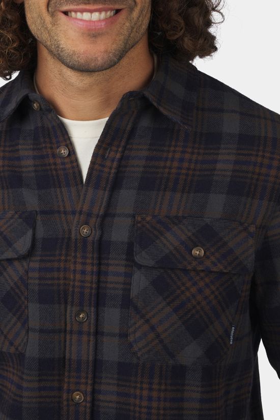Ayacucho Mens Ember Heavy Flannel Check Shirt Ensign Blue /Brown Check