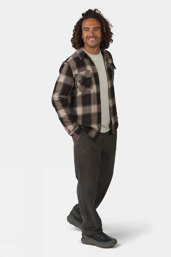 Ayacucho Mens Timber Heavy Flannel Check Shirt Brown/Ecru Check