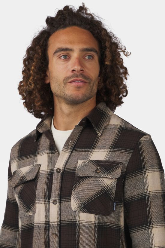 Ayacucho Mens Timber Heavy Flannel Check Shirt Brown/Ecru Check