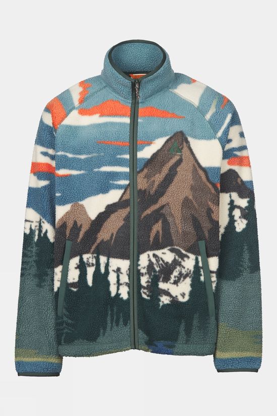 Ayacucho Mens Stonecrop Full Zip Fleece Orange Rust Pattern