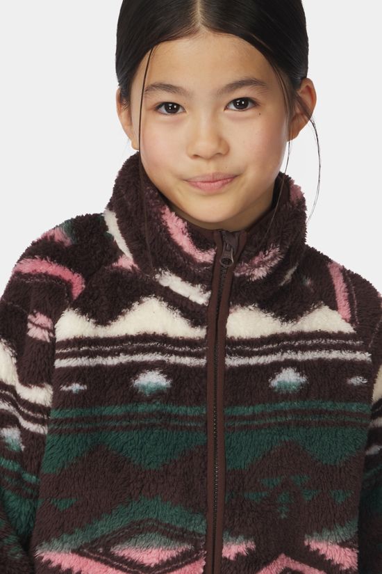 Ayacucho Kids Leyla Printed Full Zip Fleece Chocolate Brown / Nostalgia Rose
