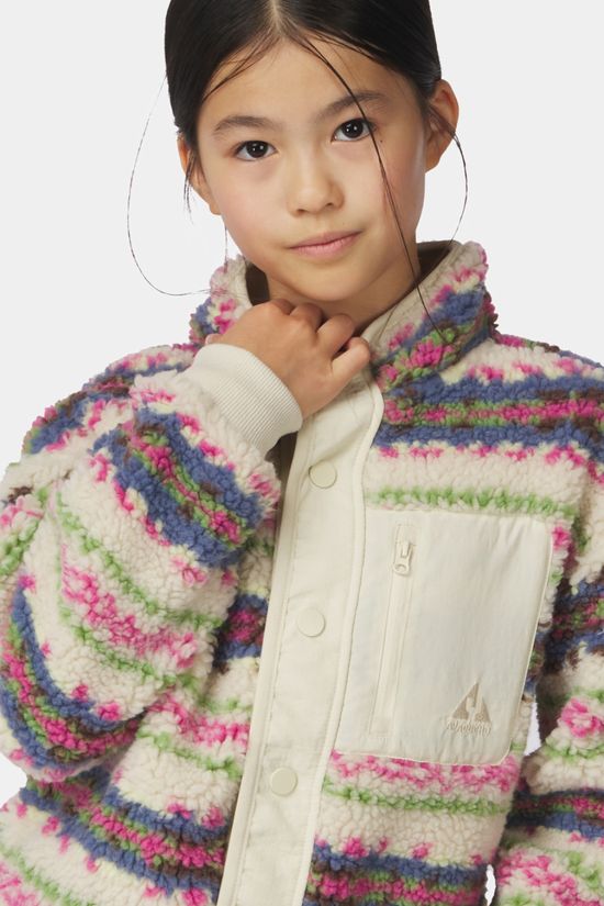 Ayacucho Kids Pirlou Full Zip Fleece Ecru Print