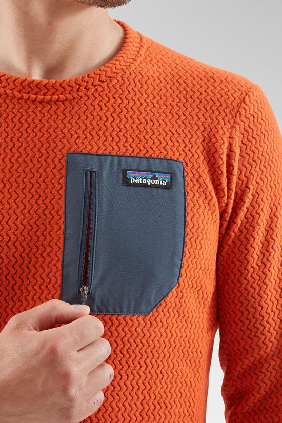Patagonia Mens R1 Air Crewneck Pullover Sweatshirt Pollinator Orange