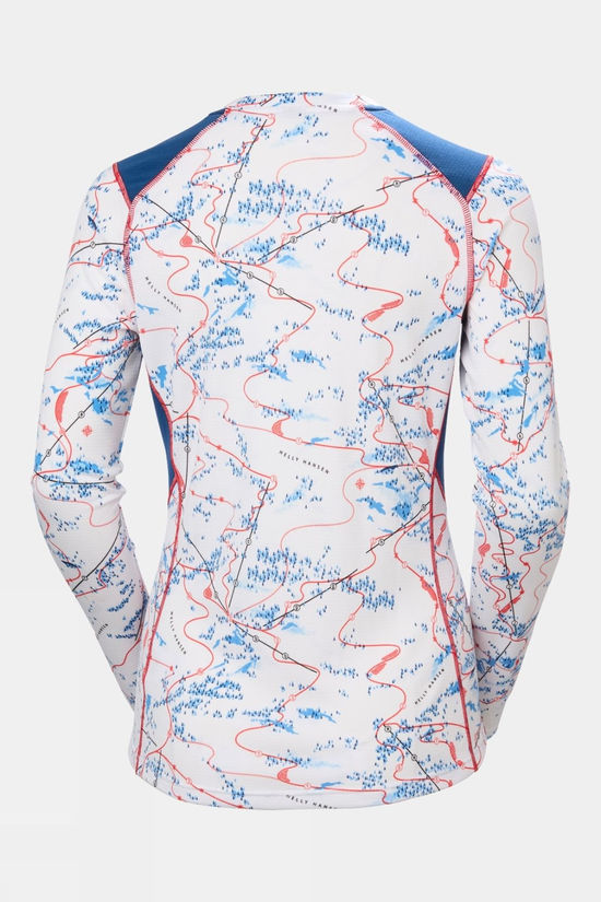 Helly Hansen Womens Active LIFA Crew Base Layer Top White Slope Map Aop