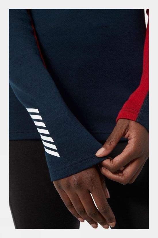 Helly Hansen Womens Lifa Merino Midweight Crew Base Layer Top Navy