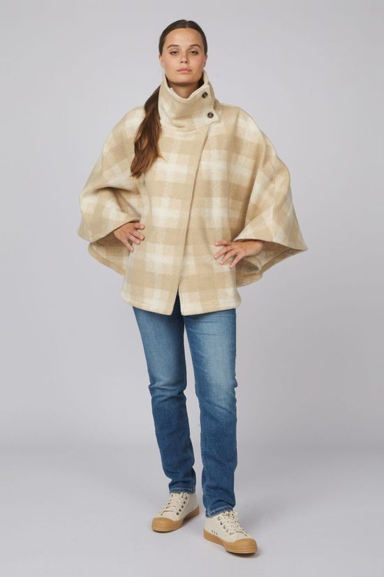 Ayacucho Womens Helena Poncho Stone Check