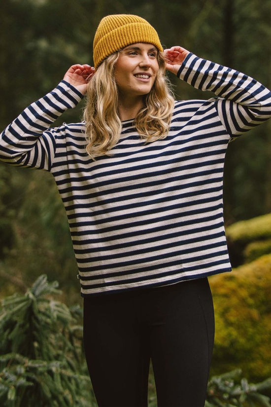Passenger Womens Panorama Striped Long Sleeve T-Shirt Deep Navy