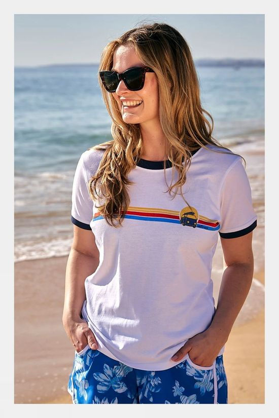 Saltrock Womens Celeste Stripe Ringer T-Shirt White/ White