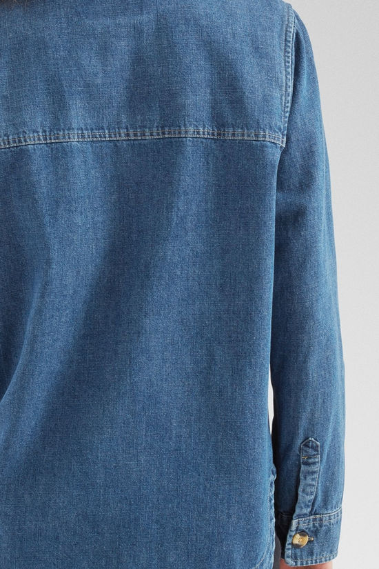 Passenger Womens Coral Denim Long Sleeve Shirt Washed Denim