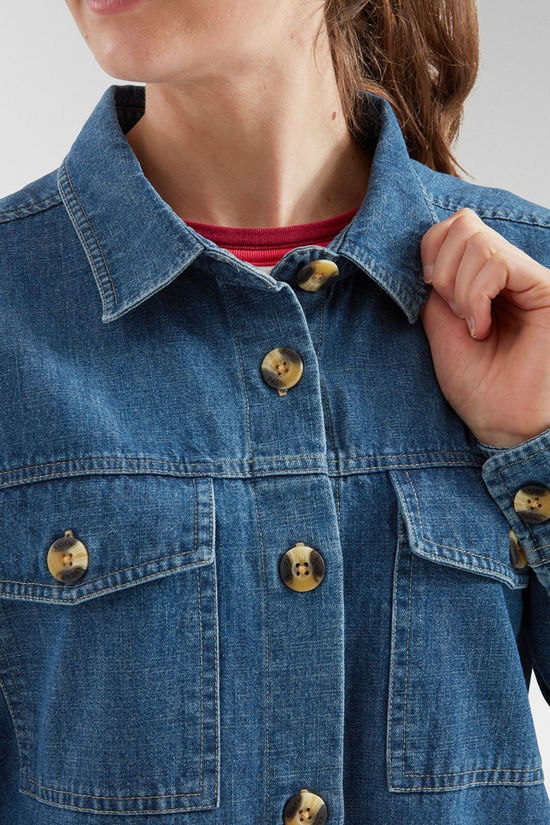 Passenger Womens Coral Denim Long Sleeve Shirt Washed Denim