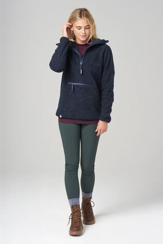 Acai Womens Windproof Fleece Hoodie Deep Navy