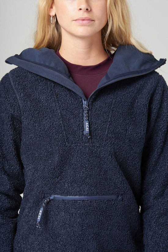 Acai Womens Windproof Fleece Hoodie Deep Navy