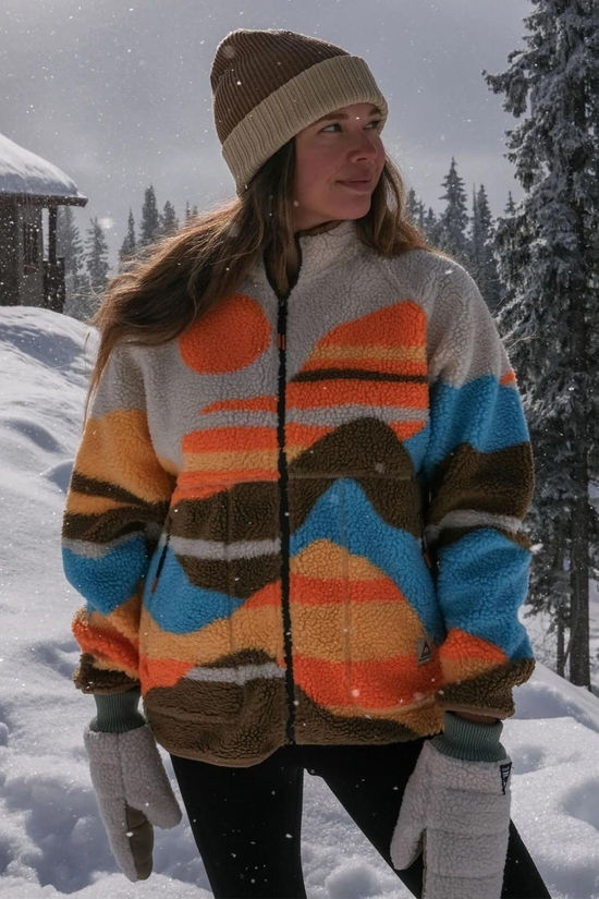 Passenger Womens Fairbanks 2.0 Recycled Sherpa Fleece Mountain Sunset Multi