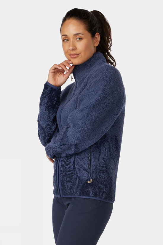 Ayacucho Womens Striding Landscape Full Zip Fleece Vintage Indigo Print