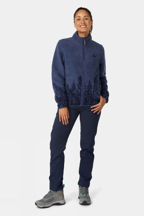 Ayacucho Womens Striding Landscape Full Zip Fleece Vintage Indigo Print