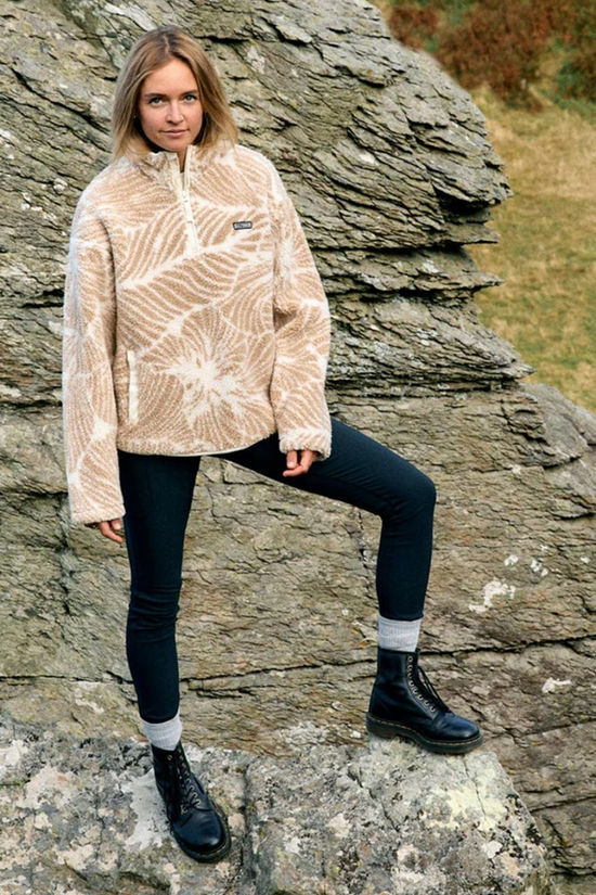 Saltrock Womens Zella Floral Half Zip Fleece Beige