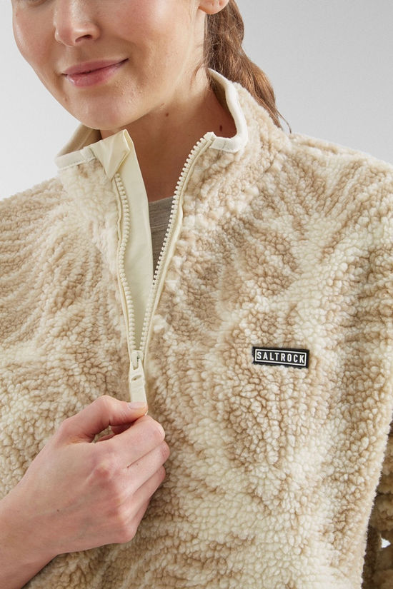 Saltrock Womens Zella Floral Half Zip Fleece Beige