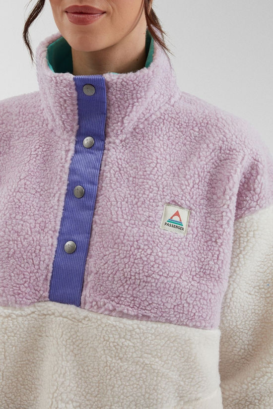 Passenger Womens Create Recycled Deep-Pile Sherpa Fleece Lilac Mist/ Vintage White