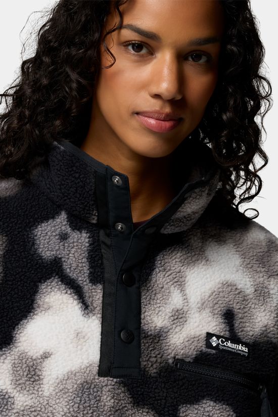 Columbia Womens Helvetia II Cropped Sherpa Half Snap Printed Fleece  Black, Dyeflower