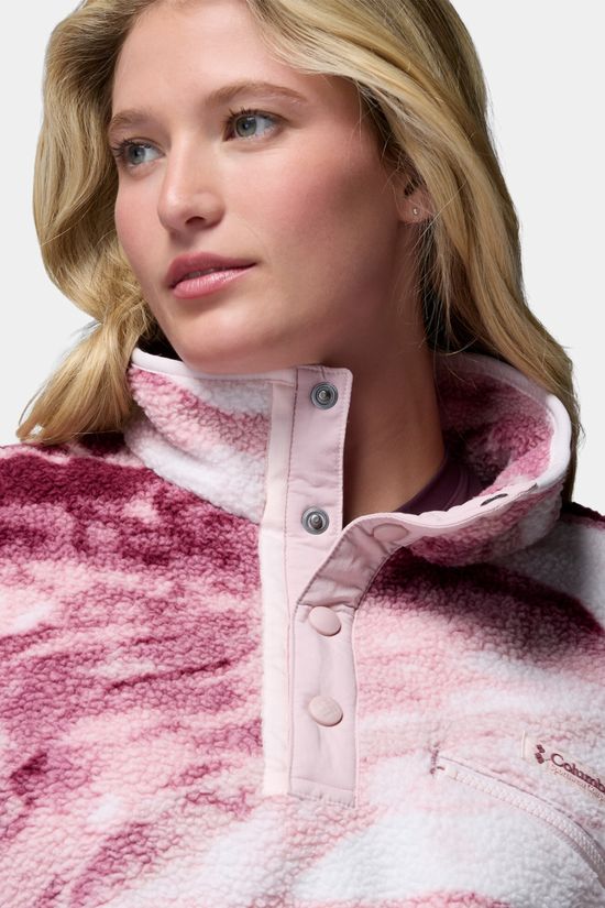 Columbia Womens Helvetia II Cropped Sherpa Half Snap Printed Fleece  Antique Mauve, Summits