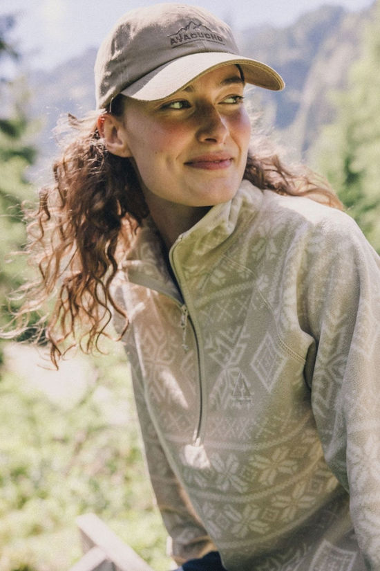 Ayacucho Womens Inverno Printed Half Zip Fleece Fields Of Rye Print