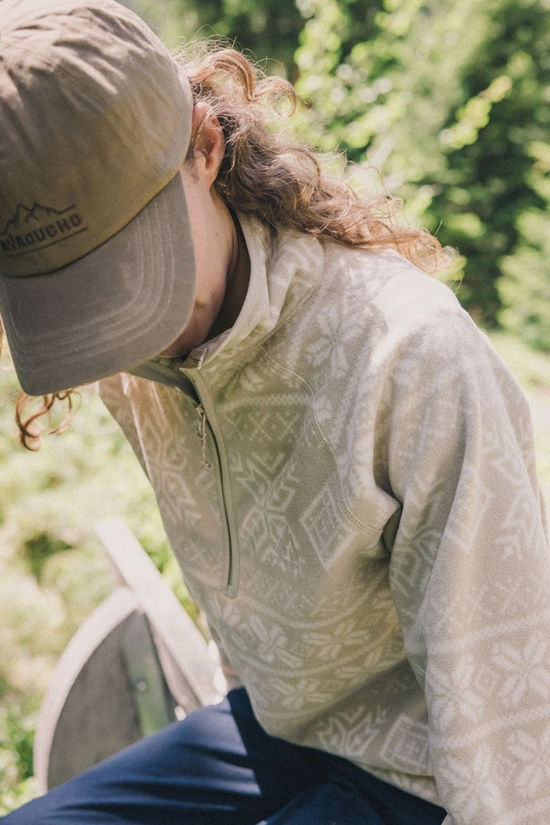 Ayacucho Womens Inverno Printed Half Zip Fleece Fields Of Rye Print