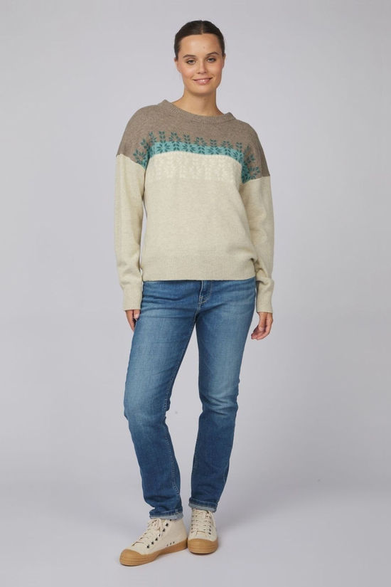 Ayacucho Womens Lugano Jaquard Wool Jumper Stone