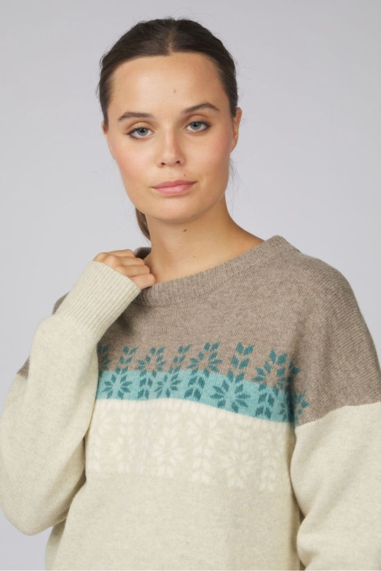 Ayacucho Womens Lugano Jaquard Wool Jumper Stone