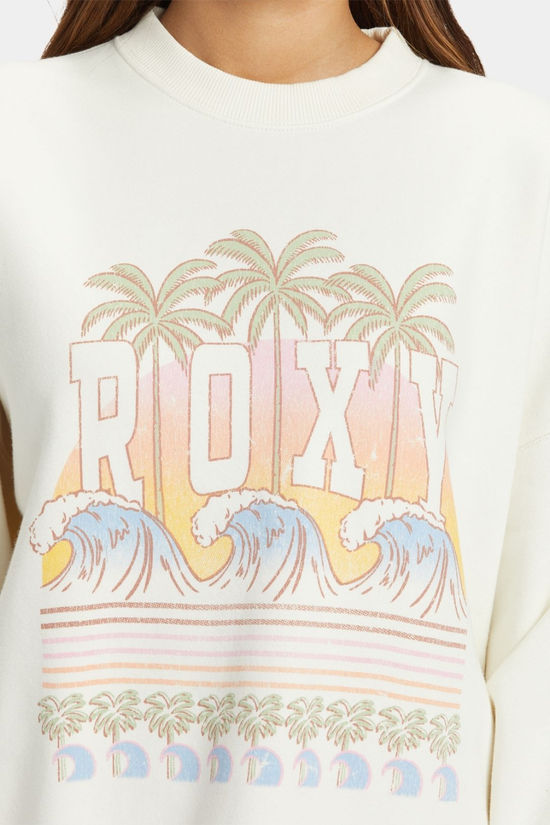 Roxy Womens Lineup Oversized Crew Sweatshirt Egret