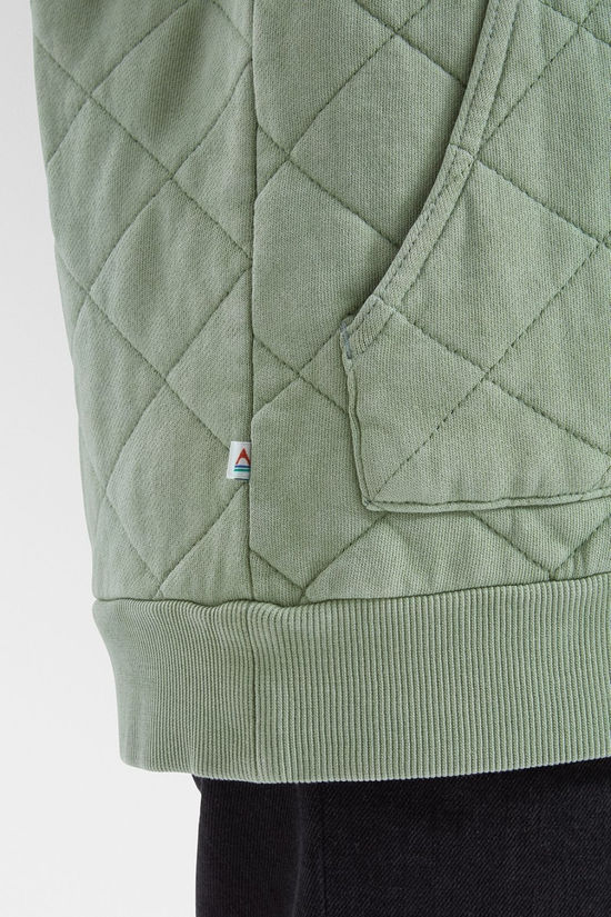 Passenger Womens Clementine Recycled Quilted Popper Up Hoodie Pistachio