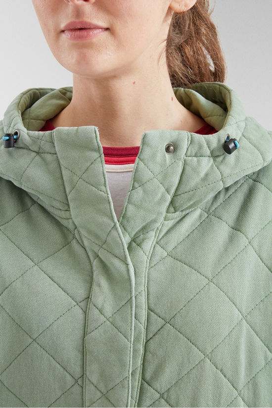 Passenger Womens Clementine Recycled Quilted Popper Up Hoodie Pistachio