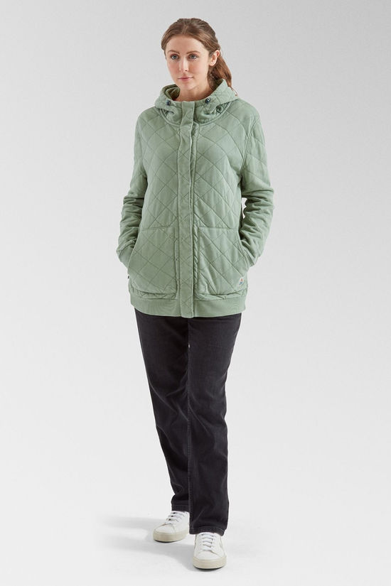 Passenger Womens Clementine Recycled Quilted Popper Up Hoodie Pistachio