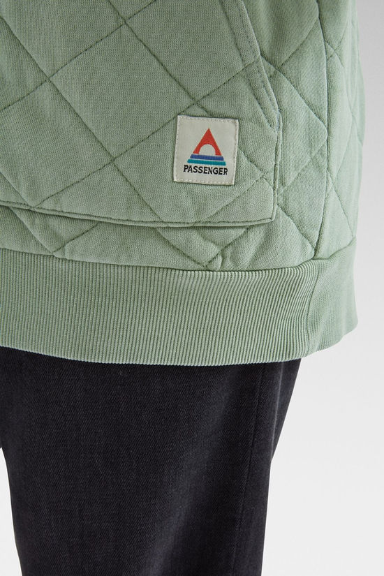 Passenger Womens Clementine Recycled Quilted Popper Up Hoodie Pistachio