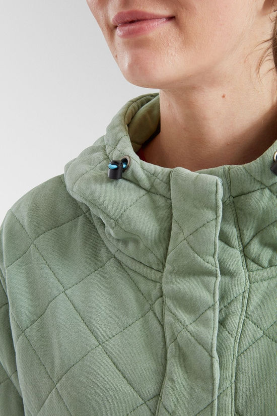 Passenger Womens Clementine Recycled Quilted Popper Up Hoodie Pistachio