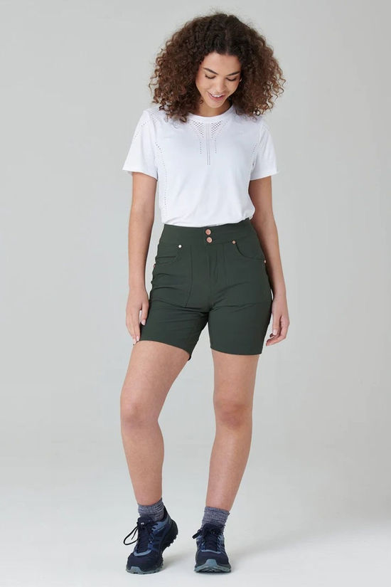 Acai Womens Mid Length Trek Shorts Deep Khaki