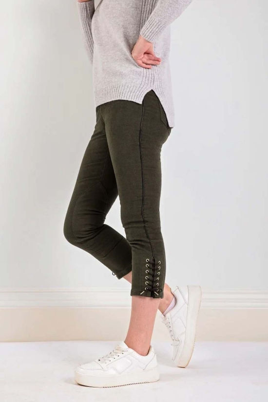 Troy London Womens Lace-up Moleskin Pants Cocoa